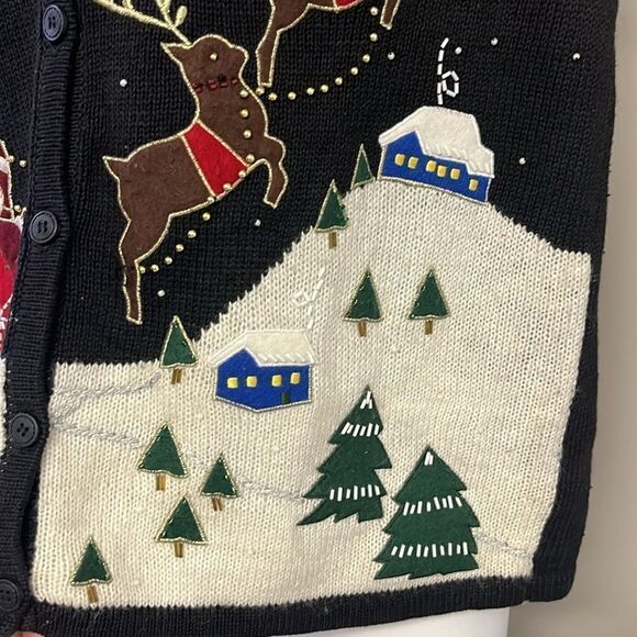 Bobbie Brooks Women’s V-neck Christmas Beading Embroidery Sleeveless Vest-L - Picture 5 of 16